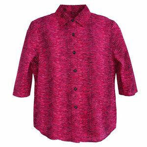 Options by Delta Burke Pink Zebra Print Button-Front Top | Size XLT (Tall)